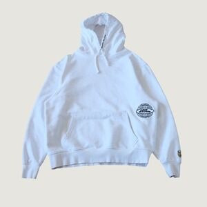 No Fear Hoodie White Embroidered Globe Skull Skate Streetwear‎ Medium Pullover